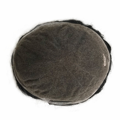 100% de verdadero cabello humano para hombres Toupee tejido a mano Parche de cabello invisible para calvicie con piel de PU y encaje suizo