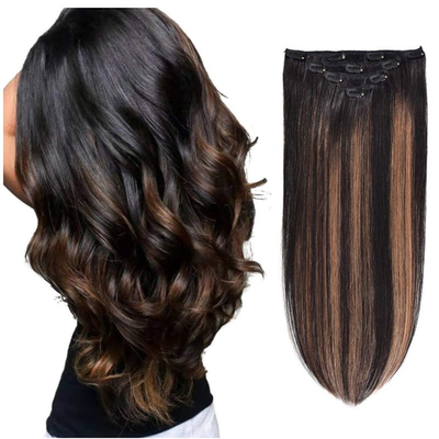 Virgin Highlight Remy Clip de cabello en extensiones 7-9 piezas para el cabello natural real crudo