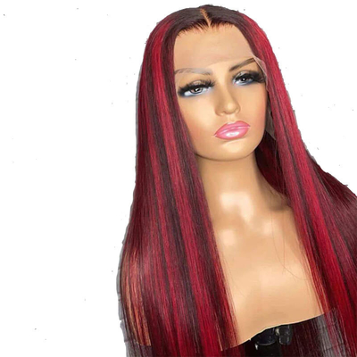 Cabello Remy Top Grade Brasileño 13*4 Peluca de resaltado con color jengibre HD encaje frontal