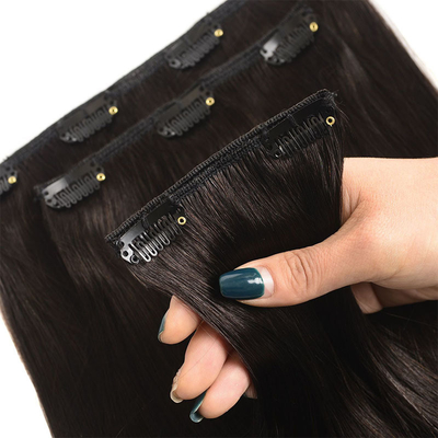 100% de extensiones de cabello humano cuticular completa doble dibujado real virgen en bruto natural Remy Invisible clip sin costura