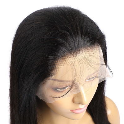 Marrón claro 150% 180% Densidad ósea recta brasileña 360 encaje frontal Remy HD encaje peluca con cabello de bebé
