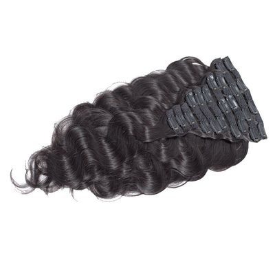 1B Cabello humano brasileño cuerpo ondulado rizado clip en extensiones de cabello de la virgen Remy cabello