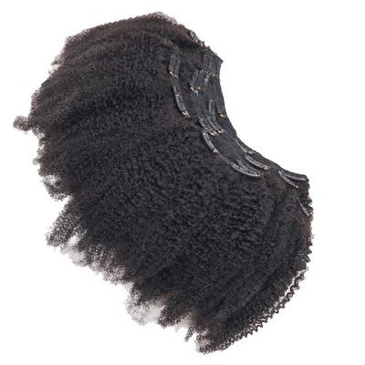 12 Un Grado 1B Color natural Remy virgen cruda brasileña afro Kinky rizado cabello en clip