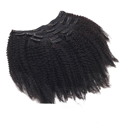12 Un Grado 1B Color natural Remy virgen cruda brasileña afro Kinky rizado cabello en clip