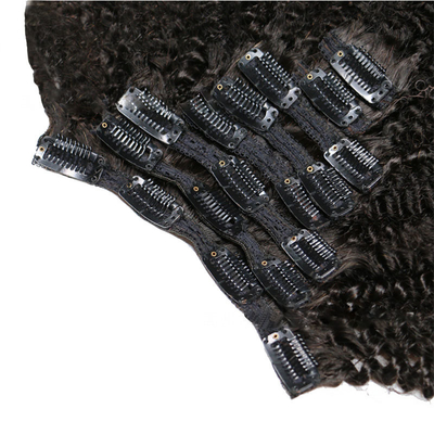 12 Un Grado 1B Color natural Remy virgen cruda brasileña afro Kinky rizado cabello en clip