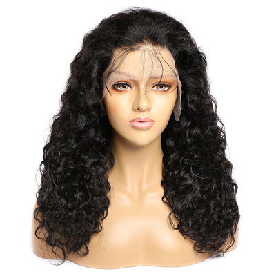 14-28 pulgadas Remy Cabello Ola de agua Frontal Pelucas de cabello humano con nudos blanqueados prepucked