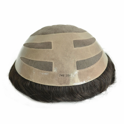 Pequeño/Gran/De tamaño medio Toupee masculino con malla MONO y encaje suizo hecho de cabello virgen