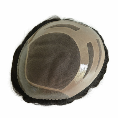 Pequeño/Gran/De tamaño medio Toupee masculino con malla MONO y encaje suizo hecho de cabello virgen