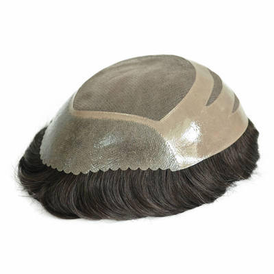Pequeño/Gran/De tamaño medio Toupee masculino con malla MONO y encaje suizo hecho de cabello virgen