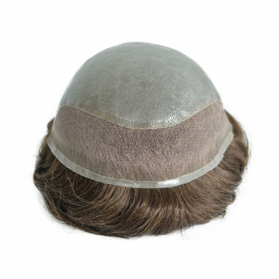 Pequeño/Gran/De tamaño medio Toupee masculino con malla MONO y encaje suizo hecho de cabello virgen