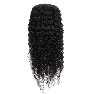 Vigorosa Verdadera Brasileña Pervertida Curly Envuelto Alrededor de cola de caballo Extensiones de Cabello Humano Negro