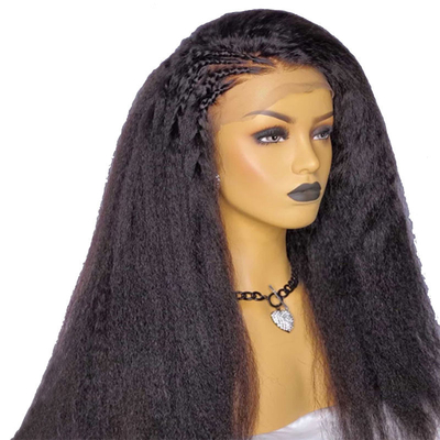 Color de encaje marrón claro 13*4 HD Afro Kinky Hielo humano recto encaje Frontal Vendedores de pelucas
