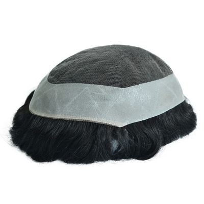 Densidad de toupee 120% Topper de cabello humano masculino sedoso recto OK estilo 64 Swiss Lace NPU Bases Sistema de reemplazo