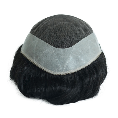 Densidad de toupee 120% Topper de cabello humano masculino sedoso recto OK estilo 64 Swiss Lace NPU Bases Sistema de reemplazo