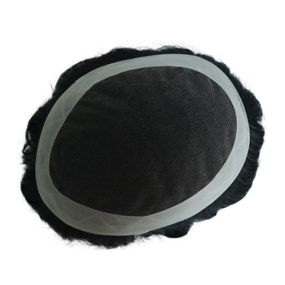 Densidad de toupee 120% Topper de cabello humano masculino sedoso recto OK estilo 64 Swiss Lace NPU Bases Sistema de reemplazo