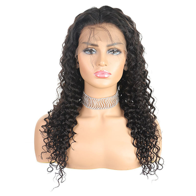 150% 180% Densidad rizada onda profunda peluca frontal con cabello virgen humano mujeres naturales