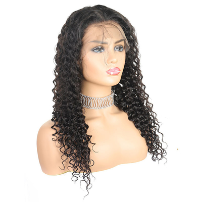 150% 180% Densidad rizada onda profunda peluca frontal con cabello virgen humano mujeres naturales