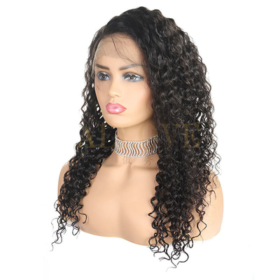 150% 180% Densidad rizada onda profunda peluca frontal con cabello virgen humano mujeres naturales