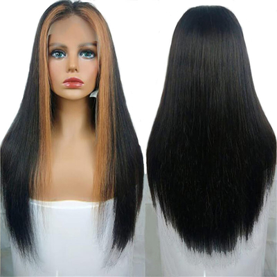 180% Densidad HD Transparente de encaje suizo Frontal Peruan Peruca recta para mujeres negras