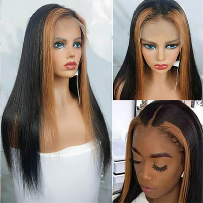 180% Densidad HD Transparente de encaje suizo Frontal Peruan Peruca recta para mujeres negras