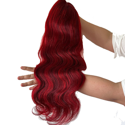 Tamaño promedio 100% Cabello humano Rojo Marrón Destacar cuerpo Onda HD encaje Peruca Vendedor de cabello crudo