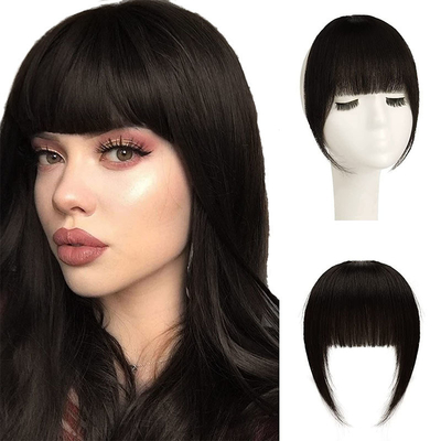 Diseño de toupeo izquierdo Remy brasileño de pelo humano Bangs clip en extensión de cabello para mujeres negras