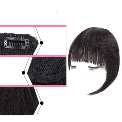 Diseño de toupeo izquierdo Remy brasileño de pelo humano Bangs clip en extensión de cabello para mujeres negras