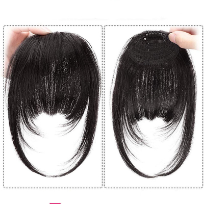 Diseño de toupeo izquierdo Remy brasileño de pelo humano Bangs clip en extensión de cabello para mujeres negras