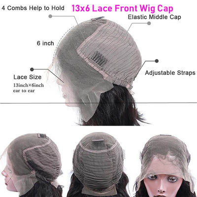 Las pelucas de cabello humano de 13*4 de encaje brasileño transparente frontal de onda profunda con cutícula completa