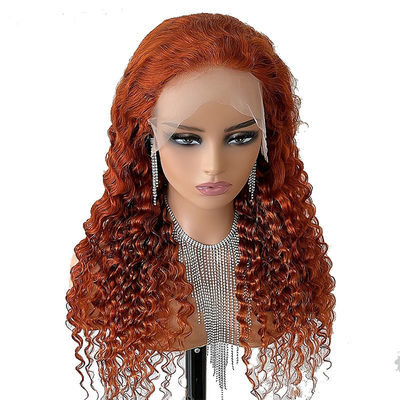 Material de base de encaje suizo transparente de onda profunda Frente de encaje de pelo humano Pelucas para mujeres