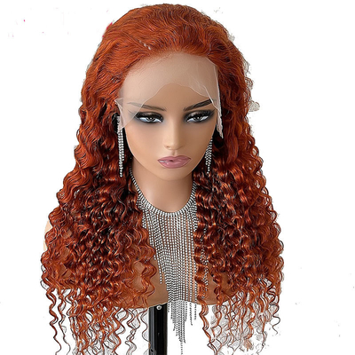 Material de base de encaje suizo transparente de onda profunda Frente de encaje de pelo humano Pelucas para mujeres