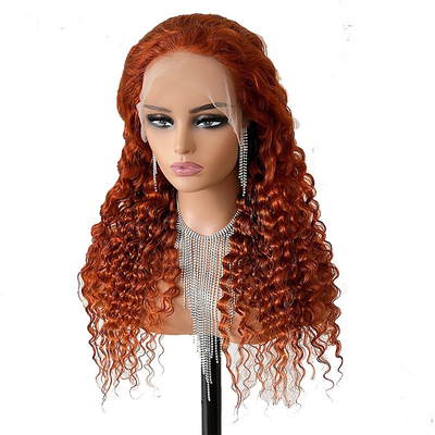 Material de base de encaje suizo transparente de onda profunda Frente de encaje de pelo humano Pelucas para mujeres
