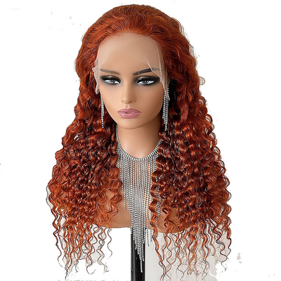 Material de base de encaje suizo transparente de onda profunda Frente de encaje de pelo humano Pelucas para mujeres