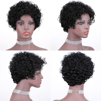 Listo para el envío Pixie corte corto crudo indio cuticular virgen cabello alineado pelucas de cabello humano