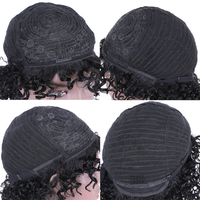 Belleza caliente corta rizada 100% pelo humano brasileño pelucas de corte de hada de tamaño medio