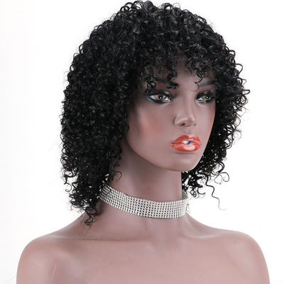 Belleza caliente corta rizada 100% pelo humano brasileño pelucas de corte de hada de tamaño medio