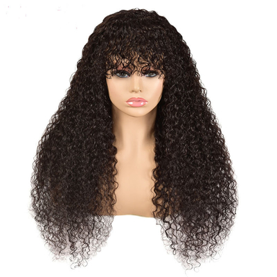 Grado negro natural 10A 100% de cabello humano virgen crudo Pelucas sin pegamento con golpes 150% densidad