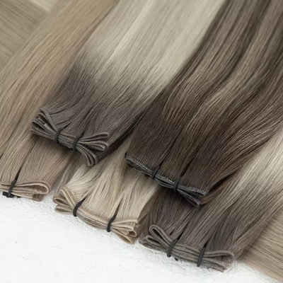 Cabello humano 100% doble dibujado tendencia de tejido de genio ruso Extensiones de cabello delgado e invisible