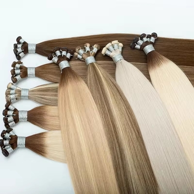 Cabello humano 100% doble dibujado tendencia de tejido de genio ruso Extensiones de cabello delgado e invisible