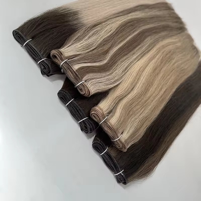 Cabello humano 100% doble dibujado tendencia de tejido de genio ruso Extensiones de cabello delgado e invisible