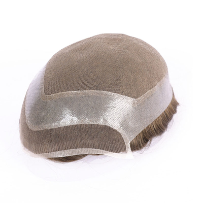 80% de densidad de luz Toupee masculino con técnica de mano atada completa y estilo recto