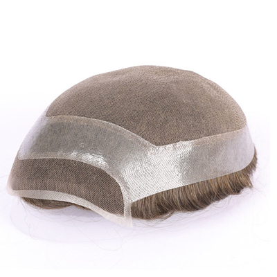 80% de densidad de luz Toupee masculino con técnica de mano atada completa y estilo recto