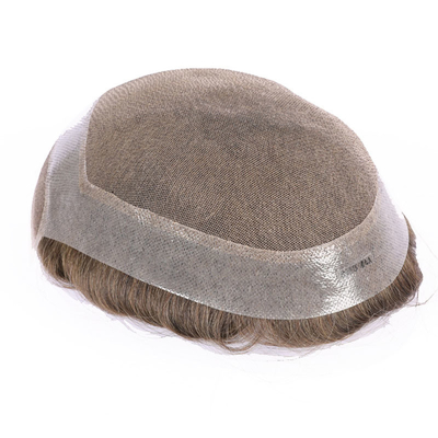 80% de densidad de luz Toupee masculino con técnica de mano atada completa y estilo recto