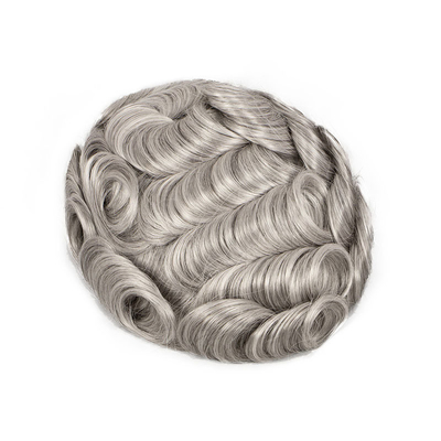 80% de densidad de luz Toupee masculino con técnica de mano atada completa y estilo recto