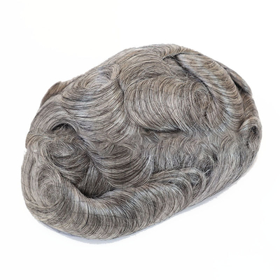 Australia Base 130% De alta densidad Peinados cortos para hombres Gris natural 6x8 Peinados para cabello humano