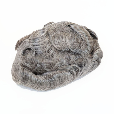 Australia Base 130% De alta densidad Peinados cortos para hombres Gris natural 6x8 Peinados para cabello humano