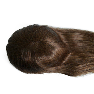 20 pulgadas de color marrón claro resalta el pelo humano Remy Toppers pelo brasileño Toupee encaje base PU
