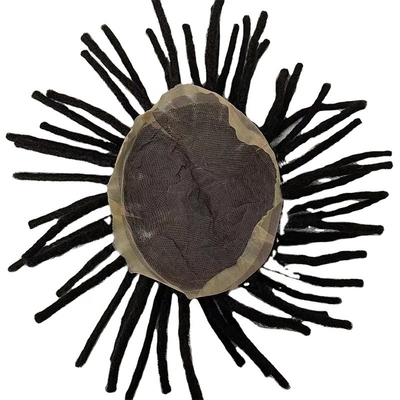 Cabello Remy Base de encaje suizo Dreadlock Toupee 60% Densidad Cabello humano Topper para hombres