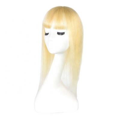Cabello humano superior Cristal novia base larga de seda rubia toupe para mujeres de boda clip de franja