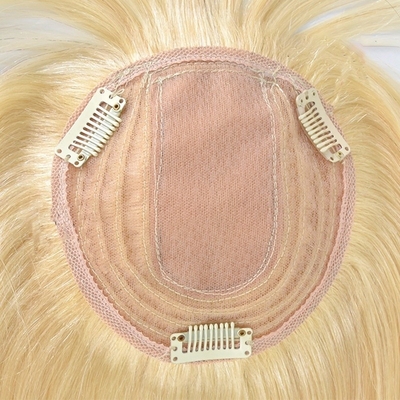 Cabello humano superior Cristal novia base larga de seda rubia toupe para mujeres de boda clip de franja